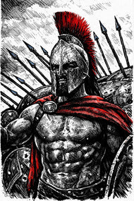 King Leonidas 300 Cinematic Ink Wall Art Poster | Portrait