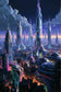 Futuristic Metropolis Cityscape Wall Art Poster | Portrait