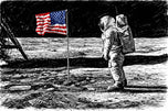 Moon Landing Ink Style Wall Art Poster | Landscape