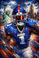 Malik Nabers NY Giants NFL Abstract Wall Art Poster | Portrait
