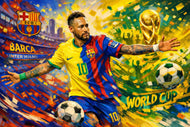 Neymar Jr. World Cup Barcelona x Brazil Wall Art Poster | Landscape