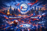 Philadelphia 76ers NBA Skyline Wall Art Poster | Landscape