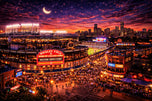 Wrigley Field Chicago Skyline Wall Art Poster | Landscape